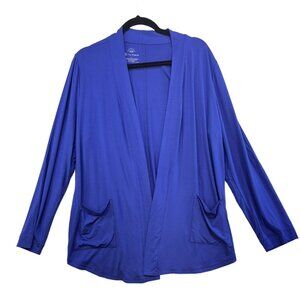 T By Talbots UPF 50+ Womens Cardigan L Blue Rayon & Spandex